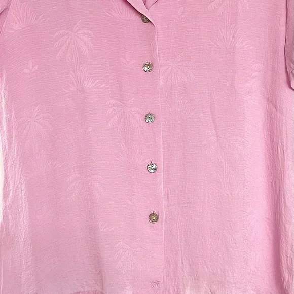 Tommy Bahama 100%Silk palm tree imprint shirt - Picture 3 of 7